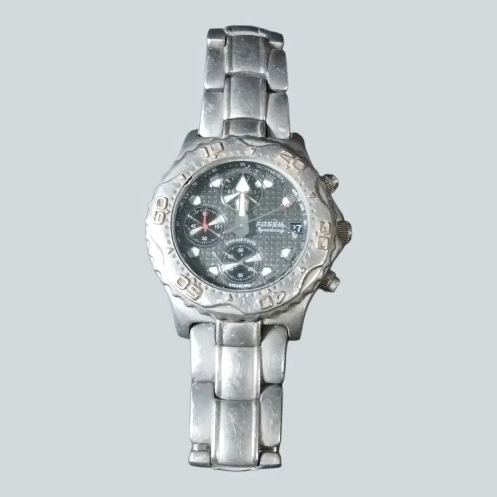 Mens FOSSIL Blue Speedway TI-5010 Titanium Chronograph Watch Needs Battery